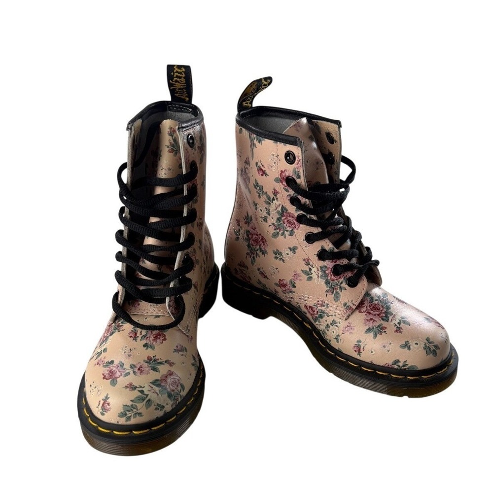 Dr.‎ Martens 1460 Boho Victorian Floral Leather Combat Boots Womens 6 New